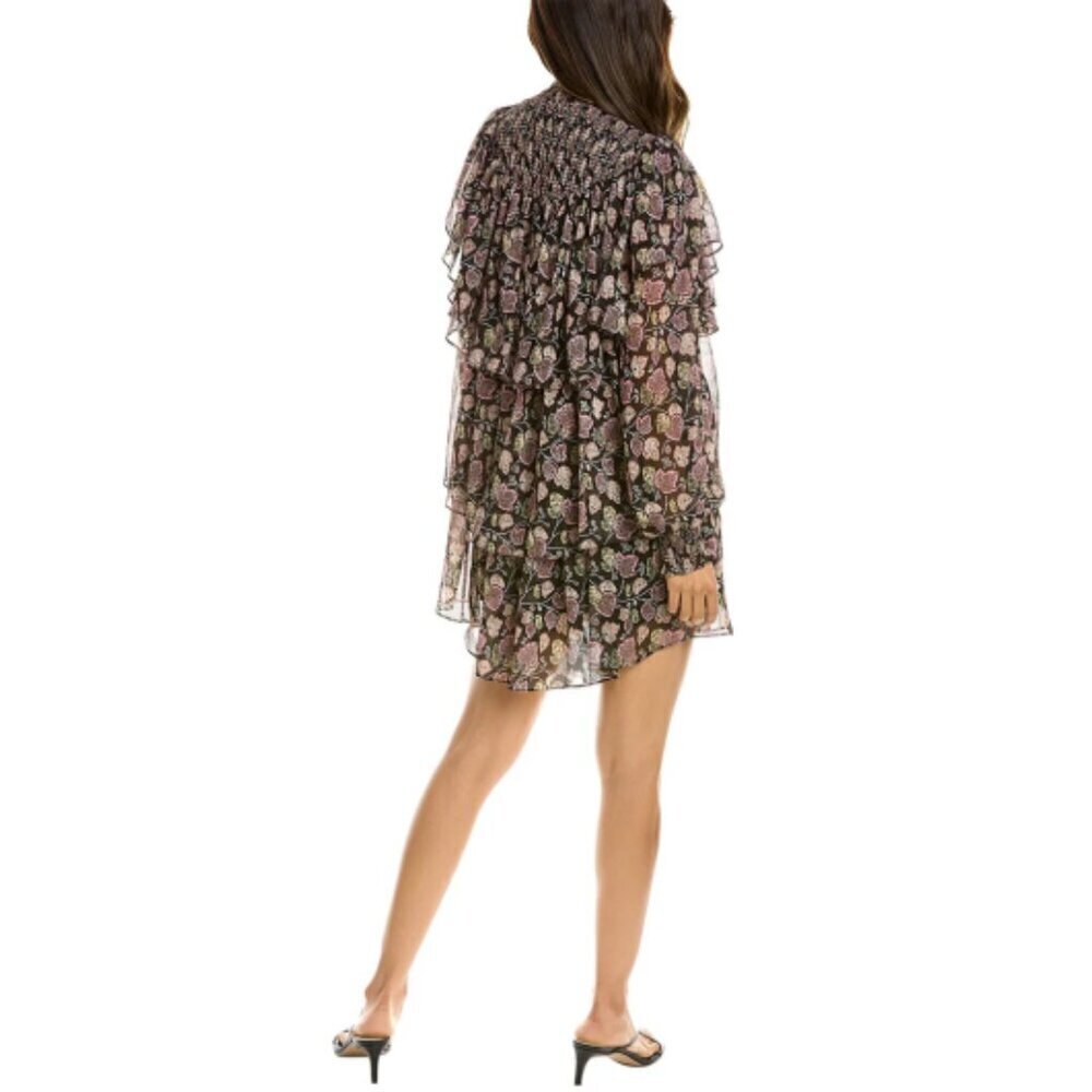 CINQ À SEPT 'Drew' Floral-Print Tiered Mini-Dress, Black Multi - Picture 2 of 2